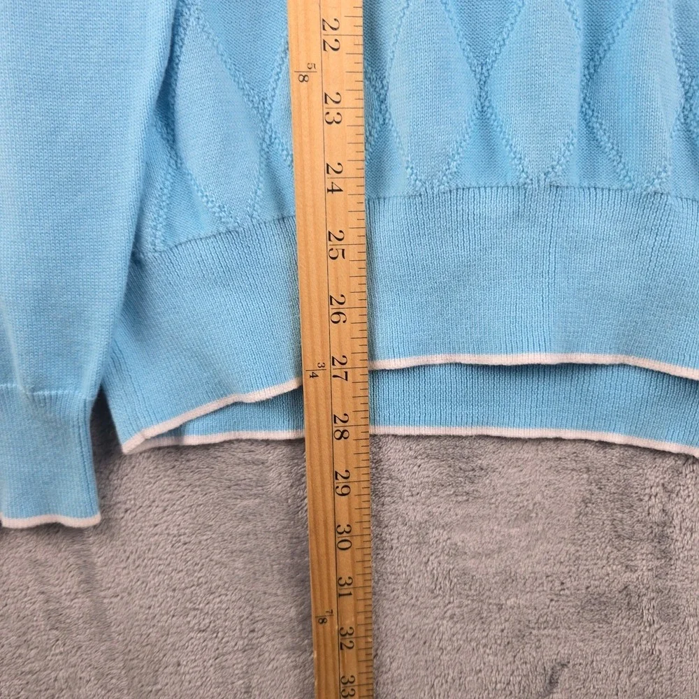 Black Brown 1826 Varsity Sweater Mens Size Large Blue Golf Light V-Neck Pullover